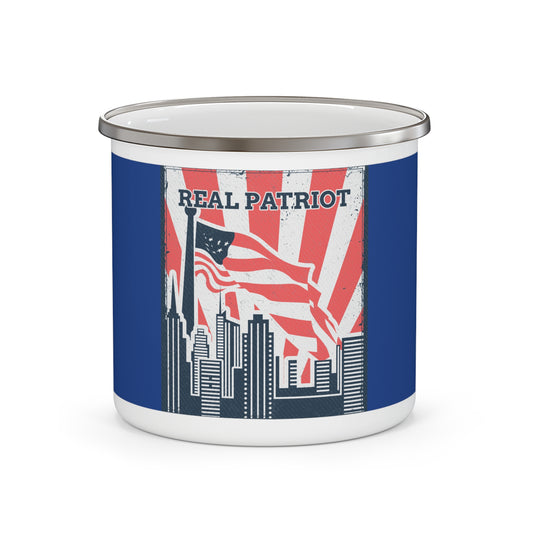 Real Patriot Enamel Camping Mug, Vintage American, Retro USA Style, Outdoor Drinkware, Real Patriot Mug, Memorial Day Cup