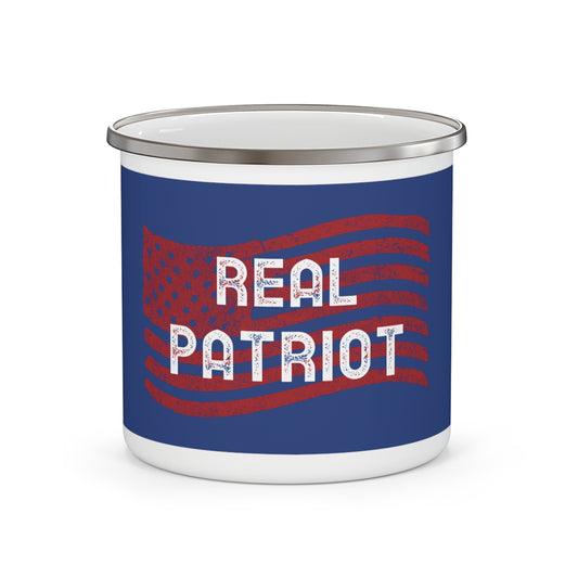 Real Patriot Enamel Mug Outdoor Coffee Cup, For Proud And Patriotic Americans, Campfire Accessory, Dad Gift