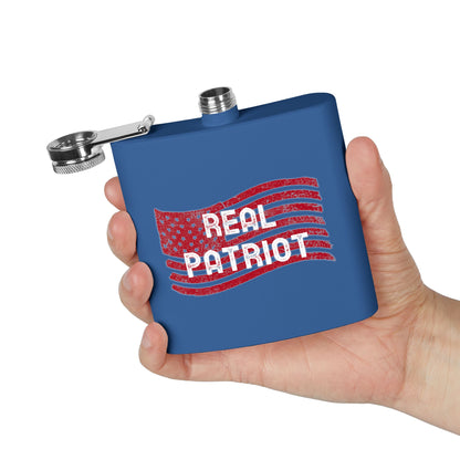 Real Patriot USA Stainless Steel Flask Vintage American Flag Design | Perfect for Gifts, Parties, Independence Day, BBQs, Camping