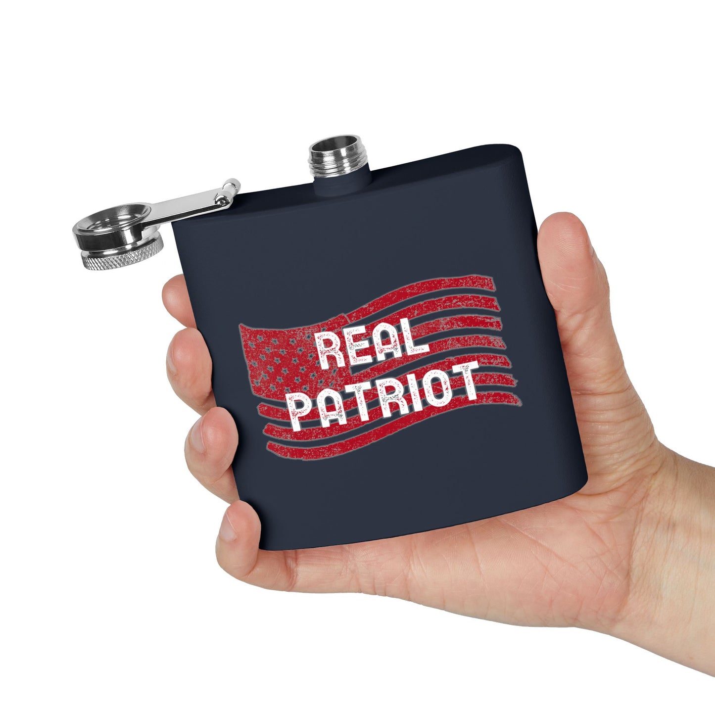 Real Patriot USA Stainless Steel Flask Vintage American Flag Design | Perfect for Gifts, Parties, Independence Day, BBQs, Camping