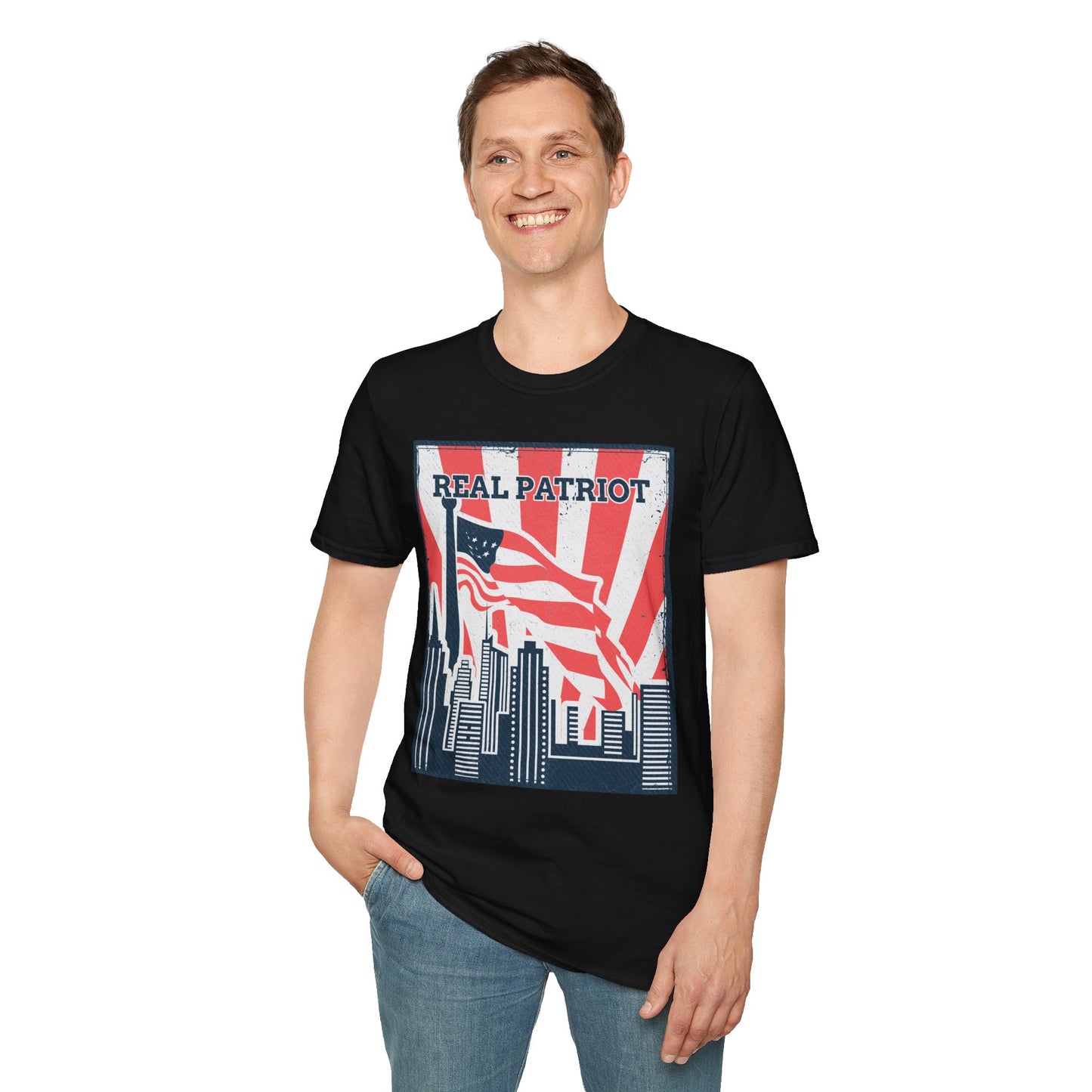 Real Patriot Retro USA Graphic T-Shirt, Vintage Real Patriot Tee, American Apparel, Gift for Veterans And Dads