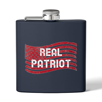 Real Patriot USA Stainless Steel Flask Vintage American Flag Design | Perfect for Gifts, Parties, Independence Day, BBQs, Camping