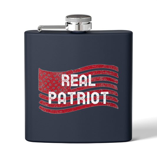 Real Patriot USA Stainless Steel Flask Vintage American Flag Design | Perfect for Gifts, Parties, Independence Day, BBQs, Camping