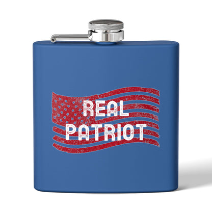 Real Patriot USA Stainless Steel Flask Vintage American Flag Design | Perfect for Gifts, Parties, Independence Day, BBQs, Camping
